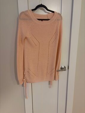 ⭐️SO Peach Crewneck Sweater with Side Lace-Up Ties